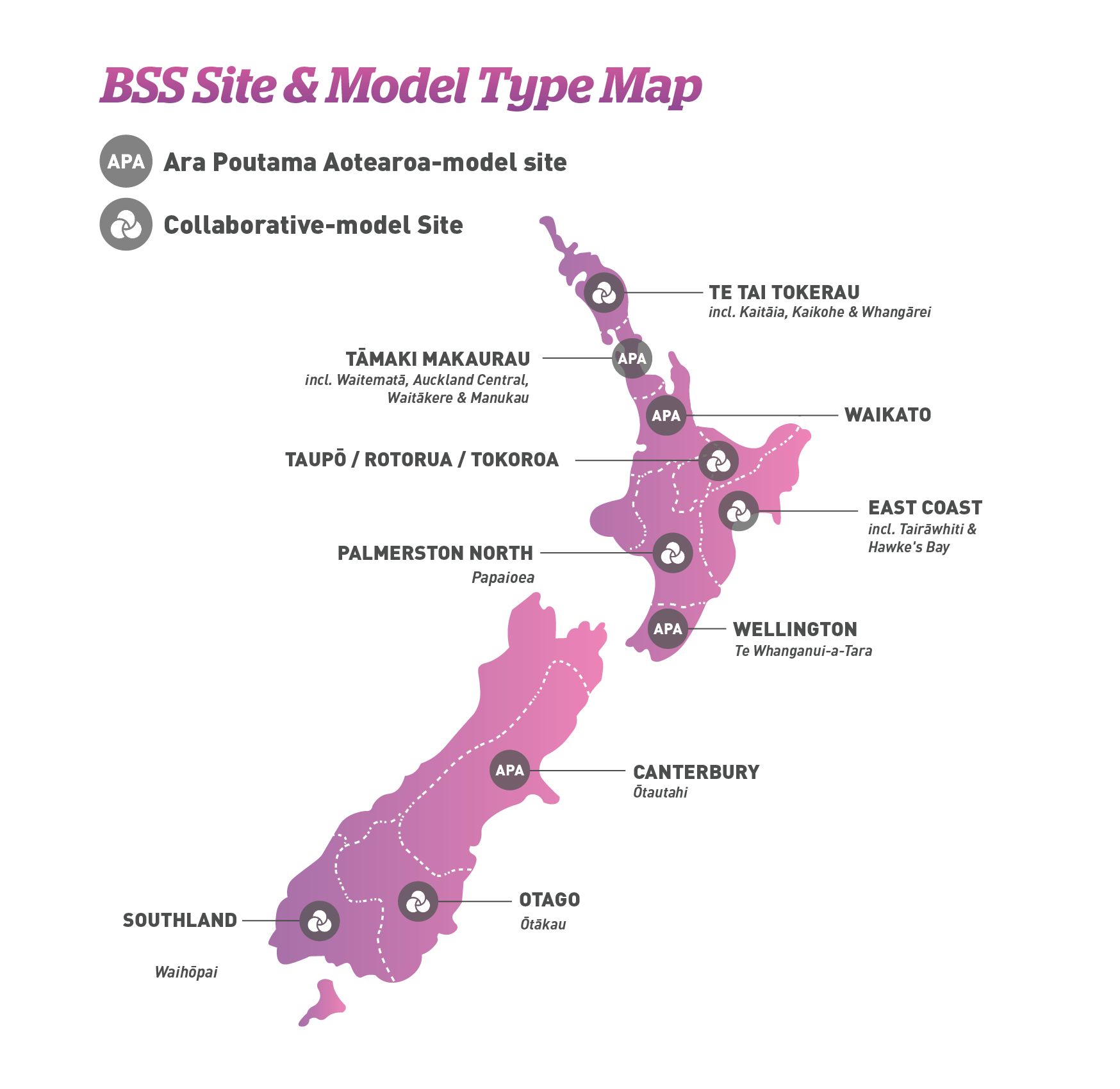 Map showing locations around the country Bail Support Services is active.