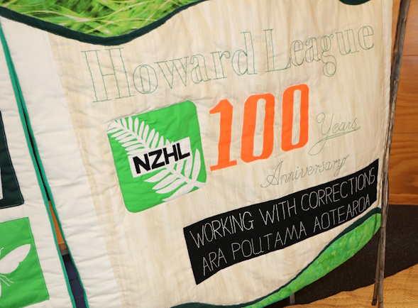 A quilt made to celebrate the New Zealand Howard League’s 100 years of supporting people in prison and in the community. 