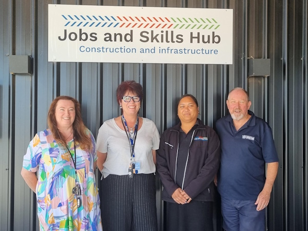 (L-R): Corrections Release to Work Brokers Mel Young and Vanessa Davidson, Awhina Hungahunga from Jobs and Skills Hub, and Corrections Employment and Training Consultant Bryce Wiggins.