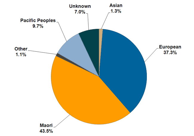 A graph showing the breakdown of the ethnicity of offenders serving sentences and orders in the community. 