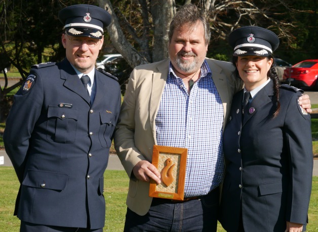 Chef Martin Bosely (middle) with Chief Custodial Adviser Neil Beales (left) and National Commissioner Rachel Leota (right).