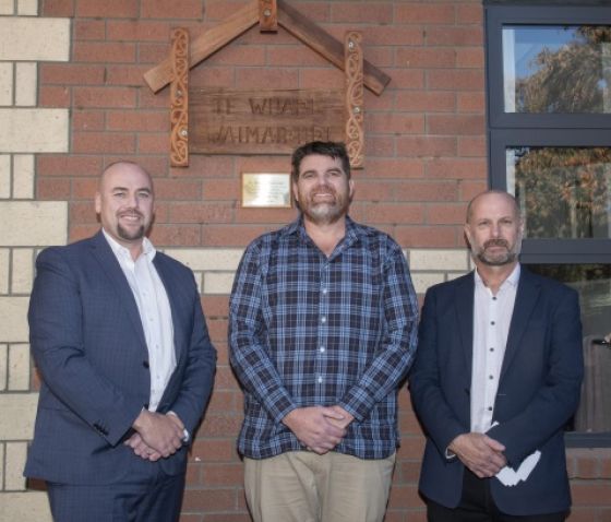 L-R: Deputy National Commissioner/HIIP Programme Director Leigh Marsh, Steve Jukes, Executive Director, Pathway Charitable Group and Nigel Loughton, Director, Odyssey House at the Te Whare Waimairiiri opening.