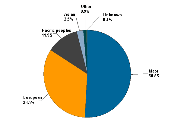 A graph showing the proportion of different ethnicities that make up the prison population.