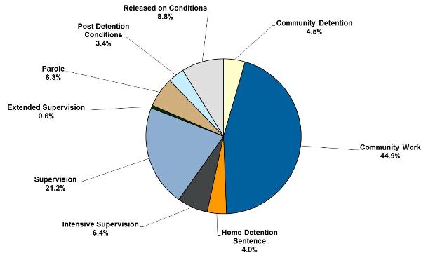 Community probation breakdown by sentence type