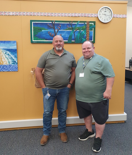 Howard League Driving Instructor Shane Clarkson (left) and Probation Officer Justin Fleet at Kaitaia Community Corrections.