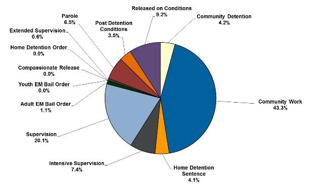 Pie graph showing proportion of different sentences and orders*