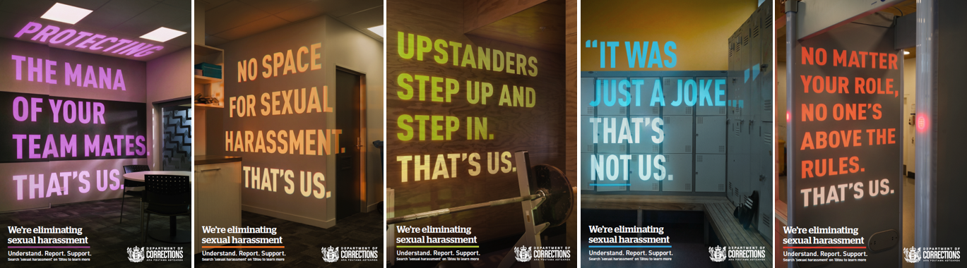 Posters created as a part of Corrections' sexual harassment awareness campaign